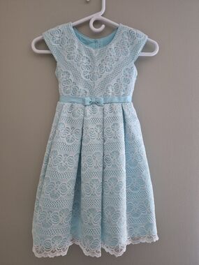 Jona Michelle Girls Size 6 Aqua Blue Lace Party Dress Easter Flower Girl